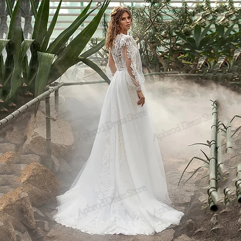 Classic Wedding Dresses For Women 2024 Newest Bridal Gowns Lace Appliques Full Sleeves A-Line Robes Elegant Vestidos De Novia