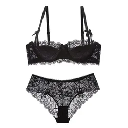 MOYISU Rabbit Ear AB Cup Pure Desire Girl Bra Set | Pull-up Bra with Bow | Breathable French lace Bra | Anti-slip Cup Date Night