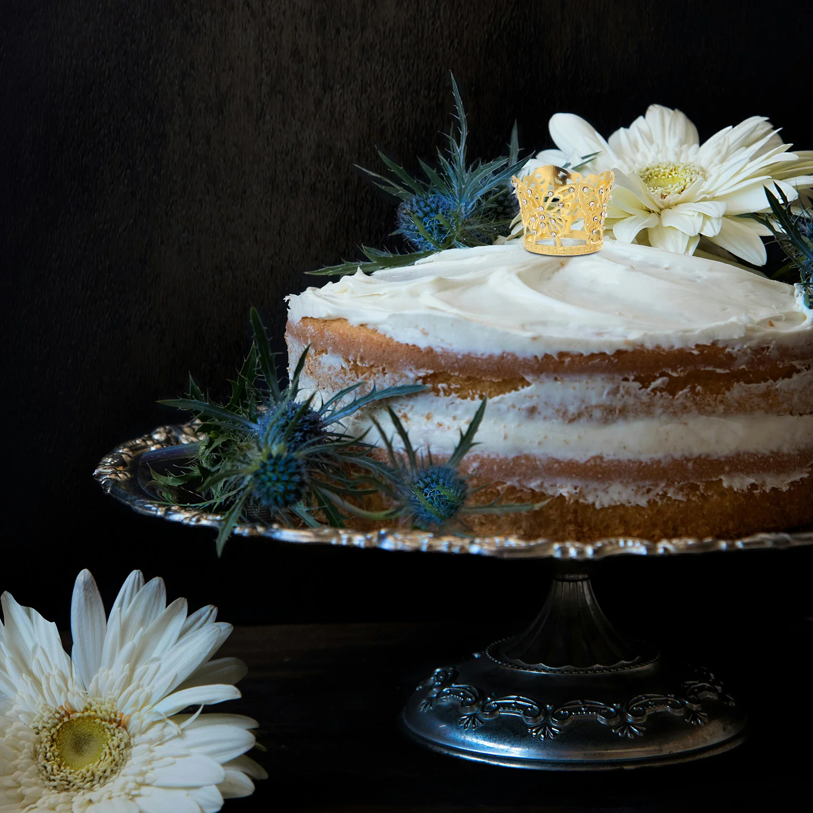 

3Pcs Mini Alloy Rhinestone Butterfly Crown Cake Topper Birthday Wedding Anniversary Elegant Mini Crowns for Cake Cupcake