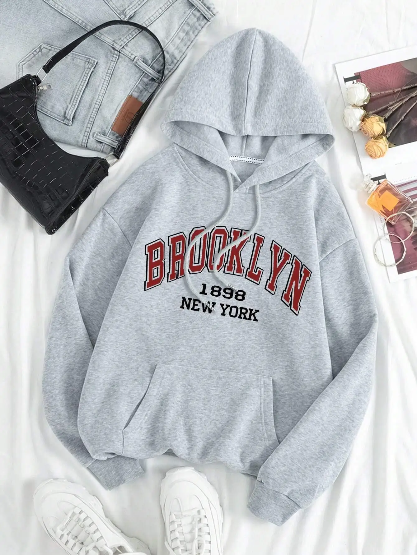 Brooklyn 1898 New York City USA Sweatshirt Male Casual Fleece Hooded Autumn Crewneck Hoodies Simple Oversized Men\'s Tops