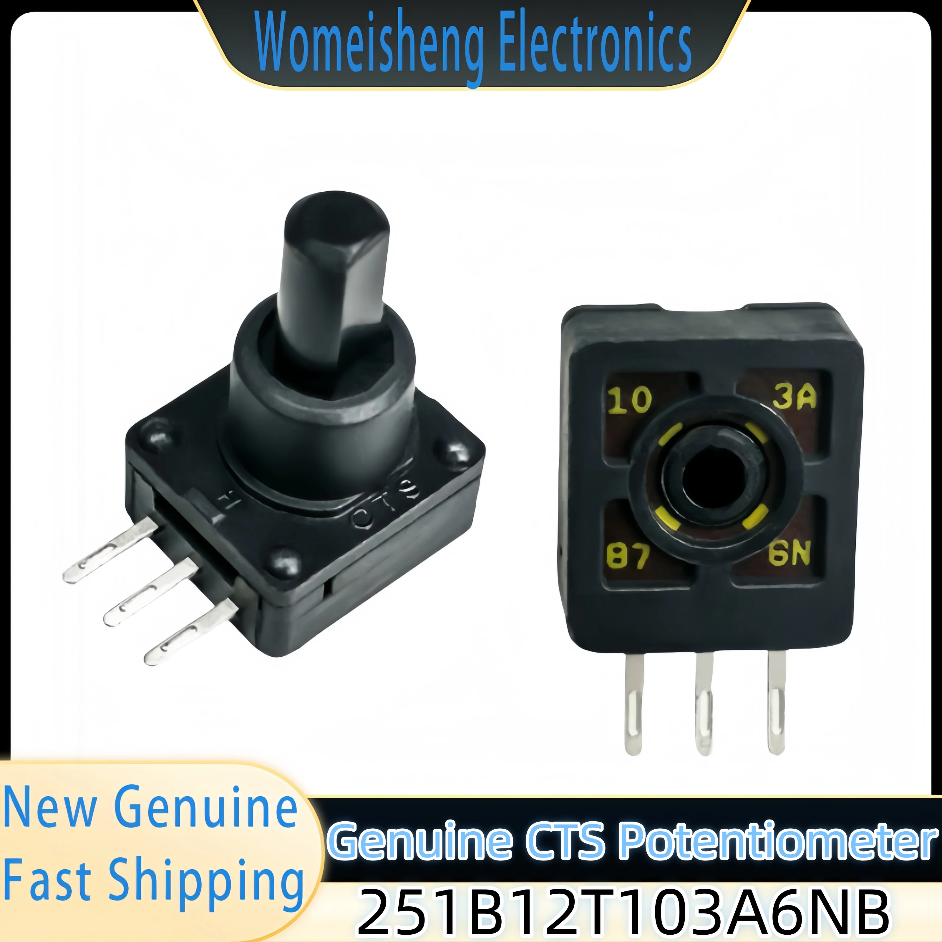 New CTS Adjustable Rotary Potentiometer Resistor 251B12T103A6NB 10K Resistance 1PCS