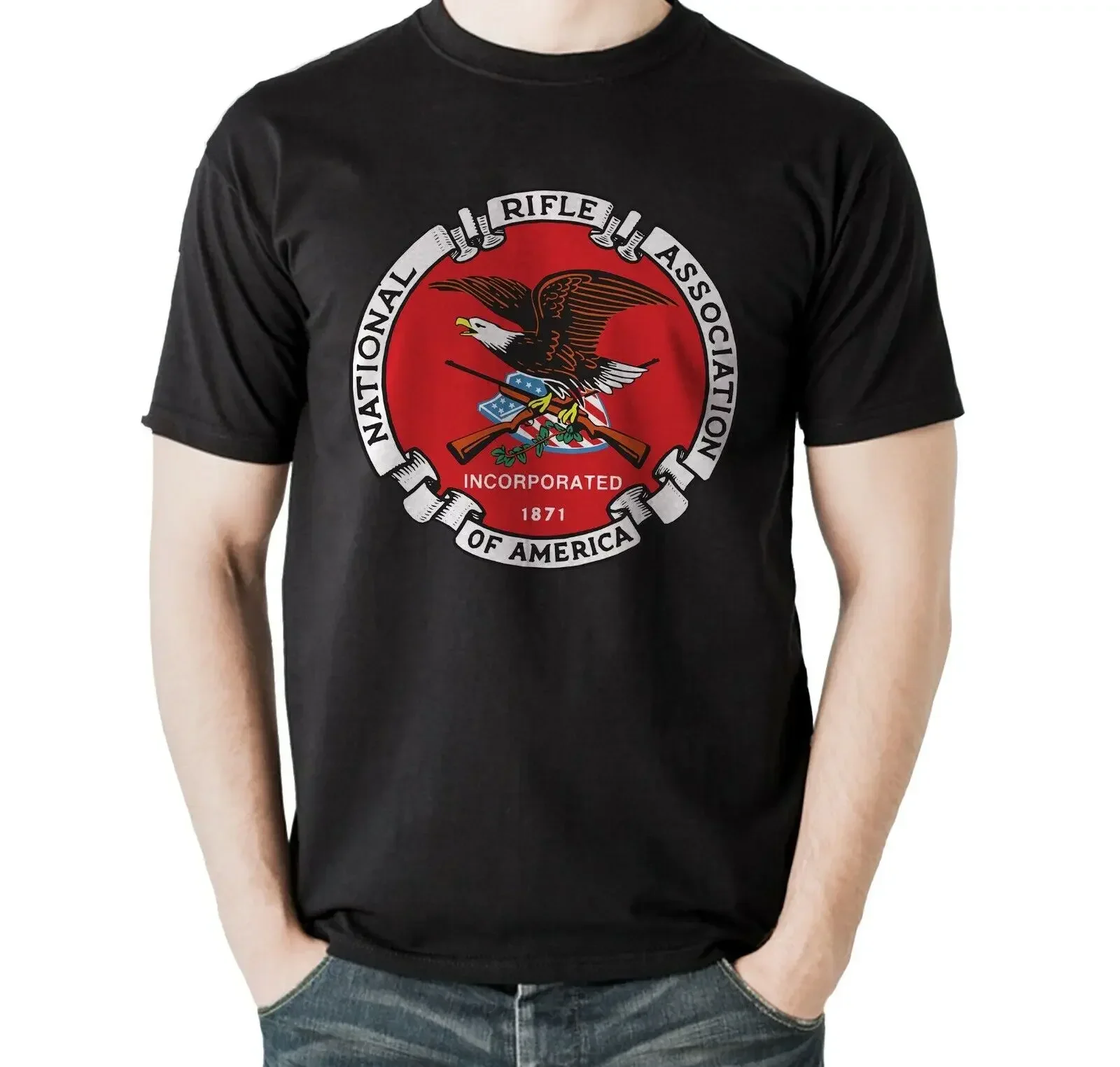 Национальная винтовка нра США огнестрельное оружие AR 15 черная футболка Размер S 5XL длинные или Короткие рукава