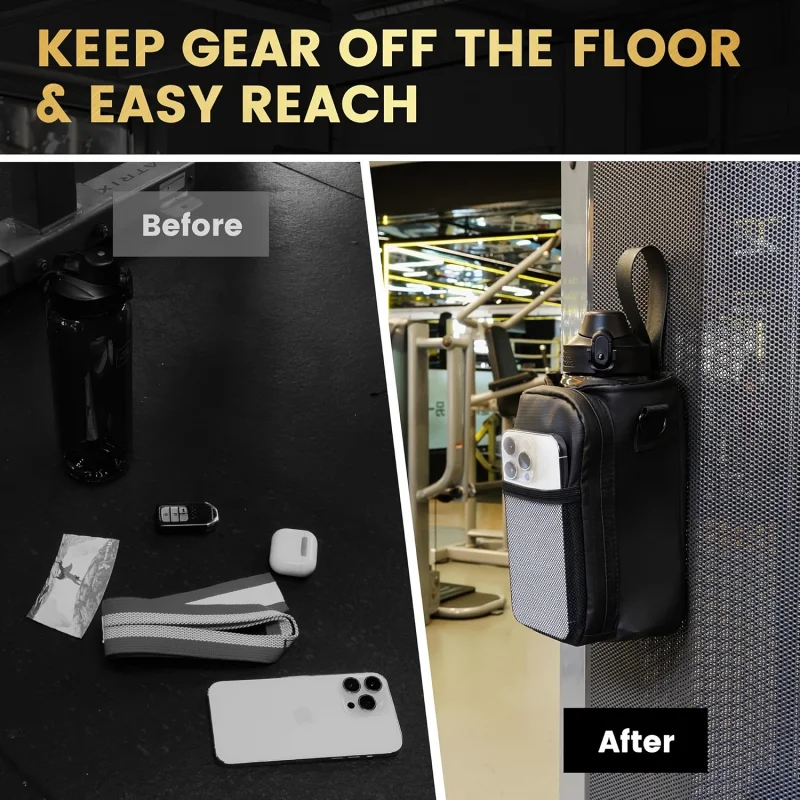 Gym Bag Magnetic Water Bottle Pouch Carrier Bag With Phone Pocket Crossbody Bag Portable Gym Accessories Phone Storage Pouch