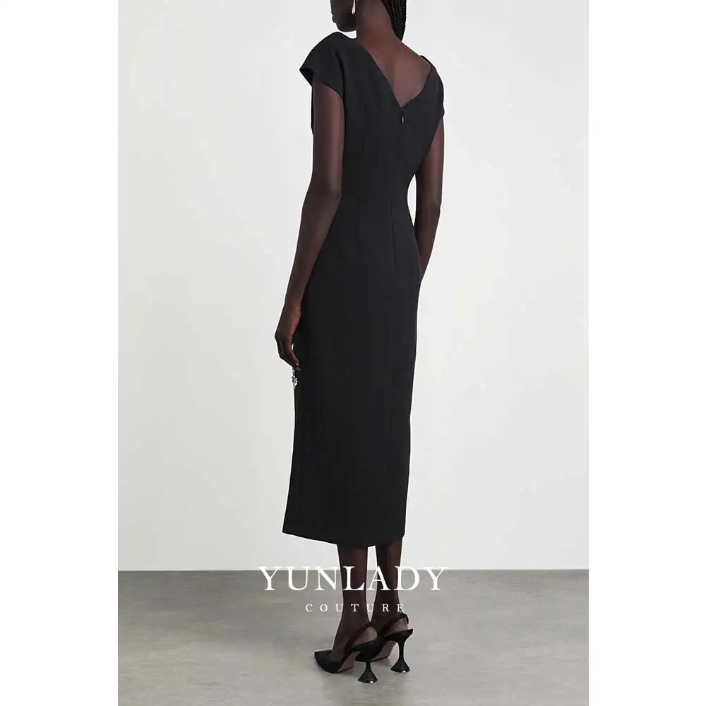YUNLAN Luxury Dubai Black Beaded Ball Gown 2026 Arabian Style Formal Evening Gown Modern Cocktail Gown Customized