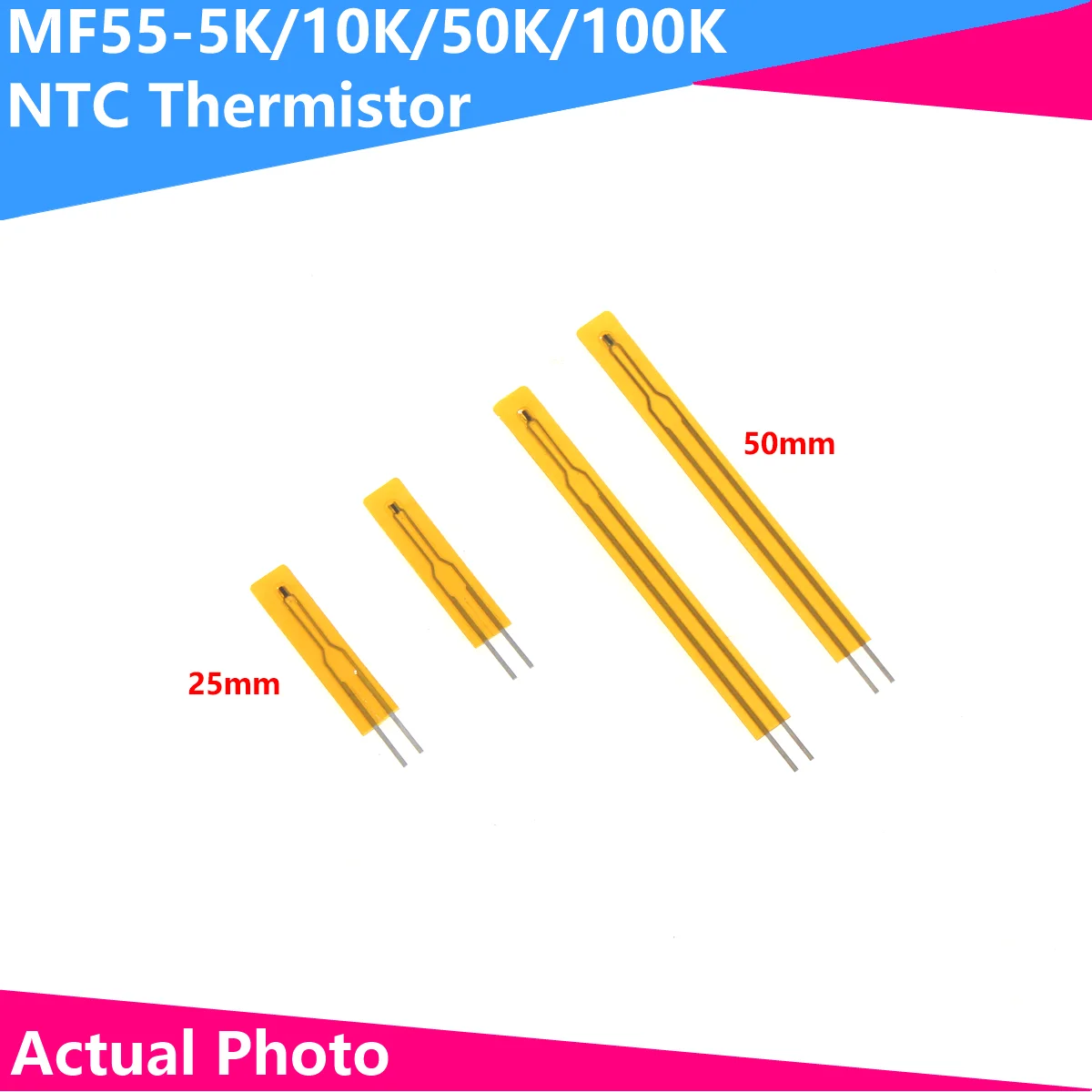 MF55 cienka folia ultracienki czujnik temperatury 3435/3950 termistor NTC 5K/10K/50K/100K