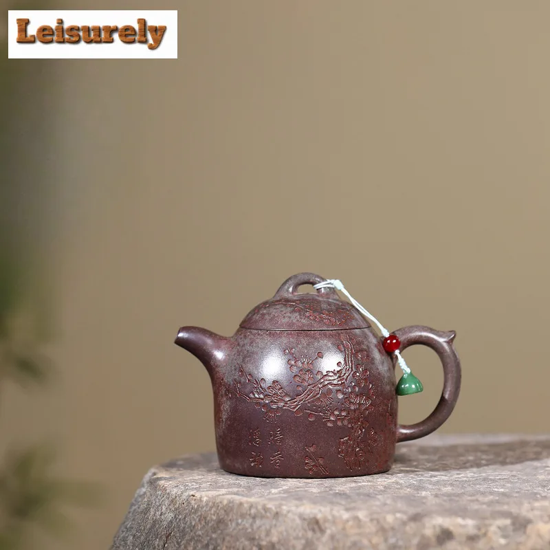 280ml Traditional Yixing Purple Clay Teapot Handmade Qin Quan Pot Raw Ore Fog And Agarwood Mud Kettle With Strainer Zisha Teaset