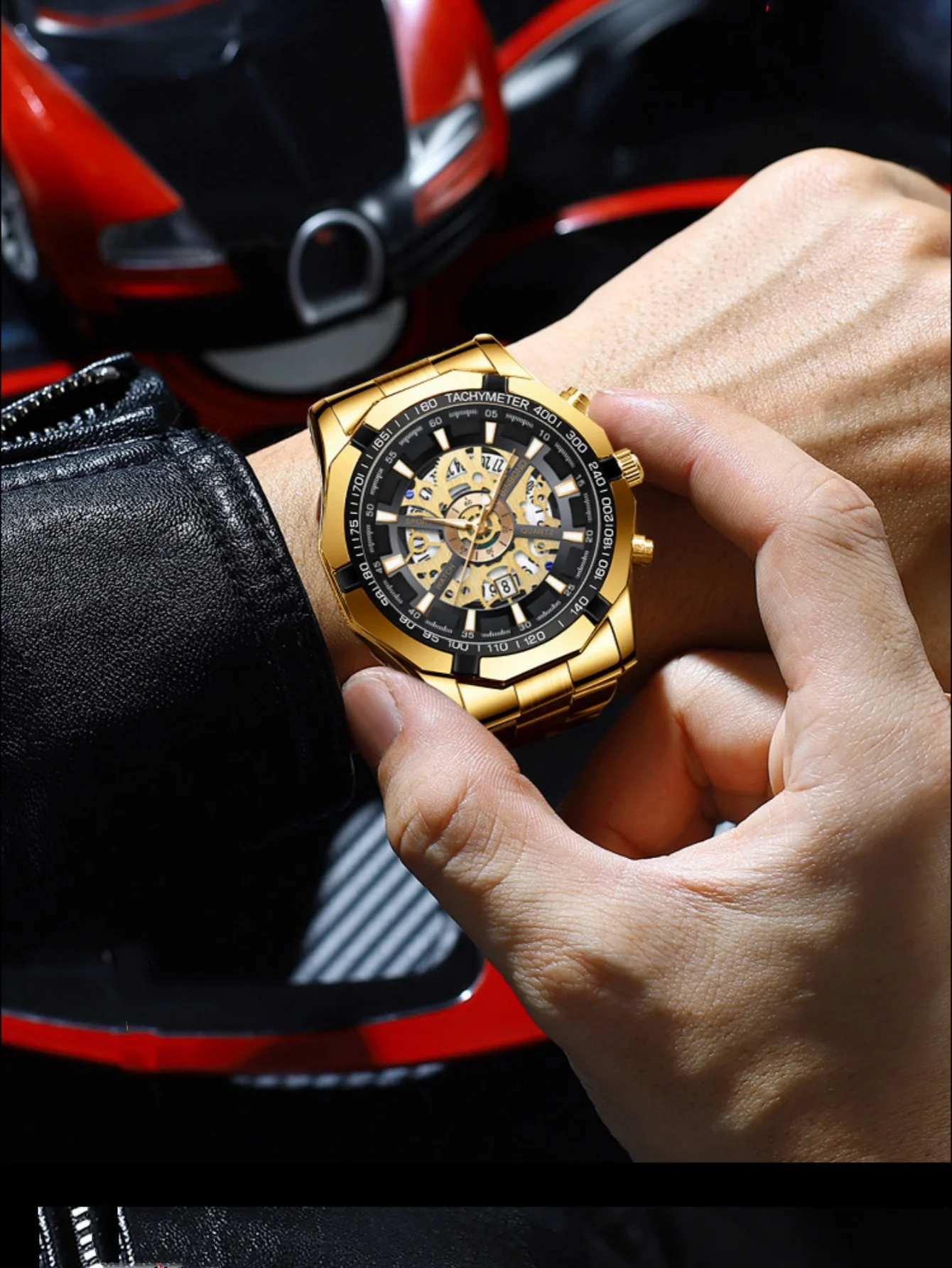 Men's Wristwatch Waterproof Classic Business Watch Rhinestone Calendar Date Function Watch Stainless Steel Strap Gift 102