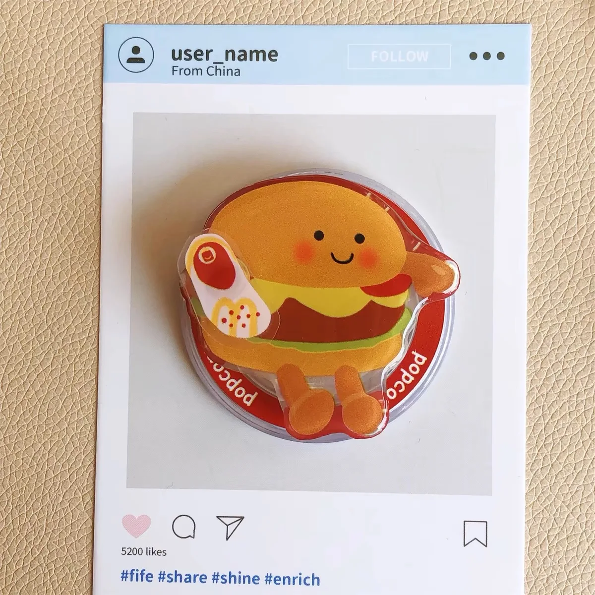 Niedliche lustige Hamburger Frites Rotation Magnethalter Telefonständer Grip Tok für iPhone 16 15 14 für Magsafe Universal-Telefonständer – Detail 9