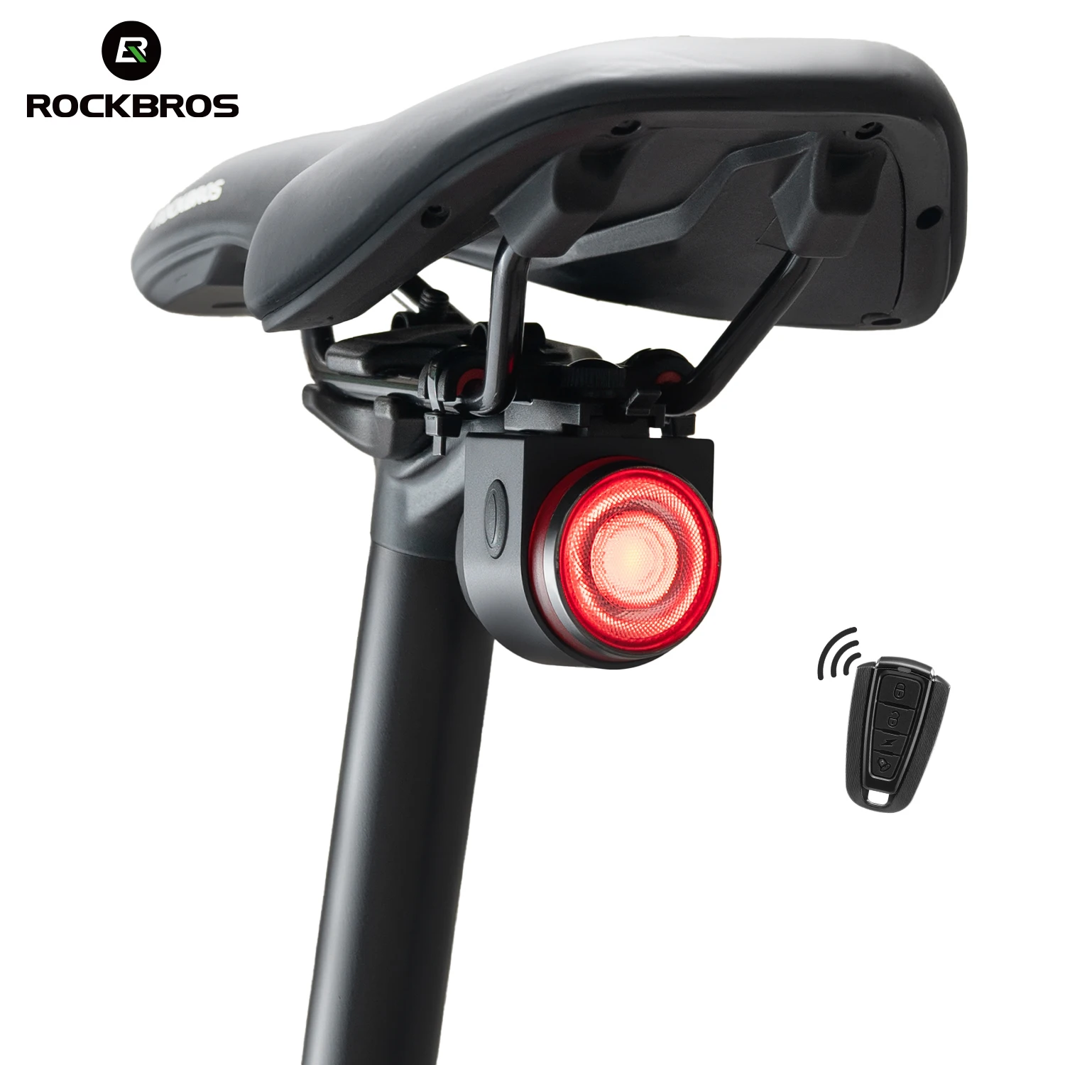 

ROCKBROS Bike Rear Light Bicycle Brake Sensing Alarm Horn Taillight IPX5 Remote Control Cycling Rear Light Electronic Radio Bell