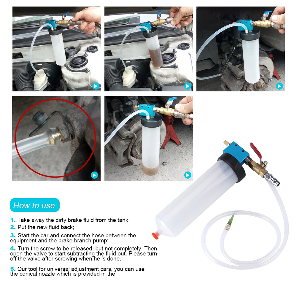 Pneumatic Fluid Extractor for Replacement of Automotive Brake Fluid Clutch Power Steering Fluid Auto Car Oil Bleeder Tool