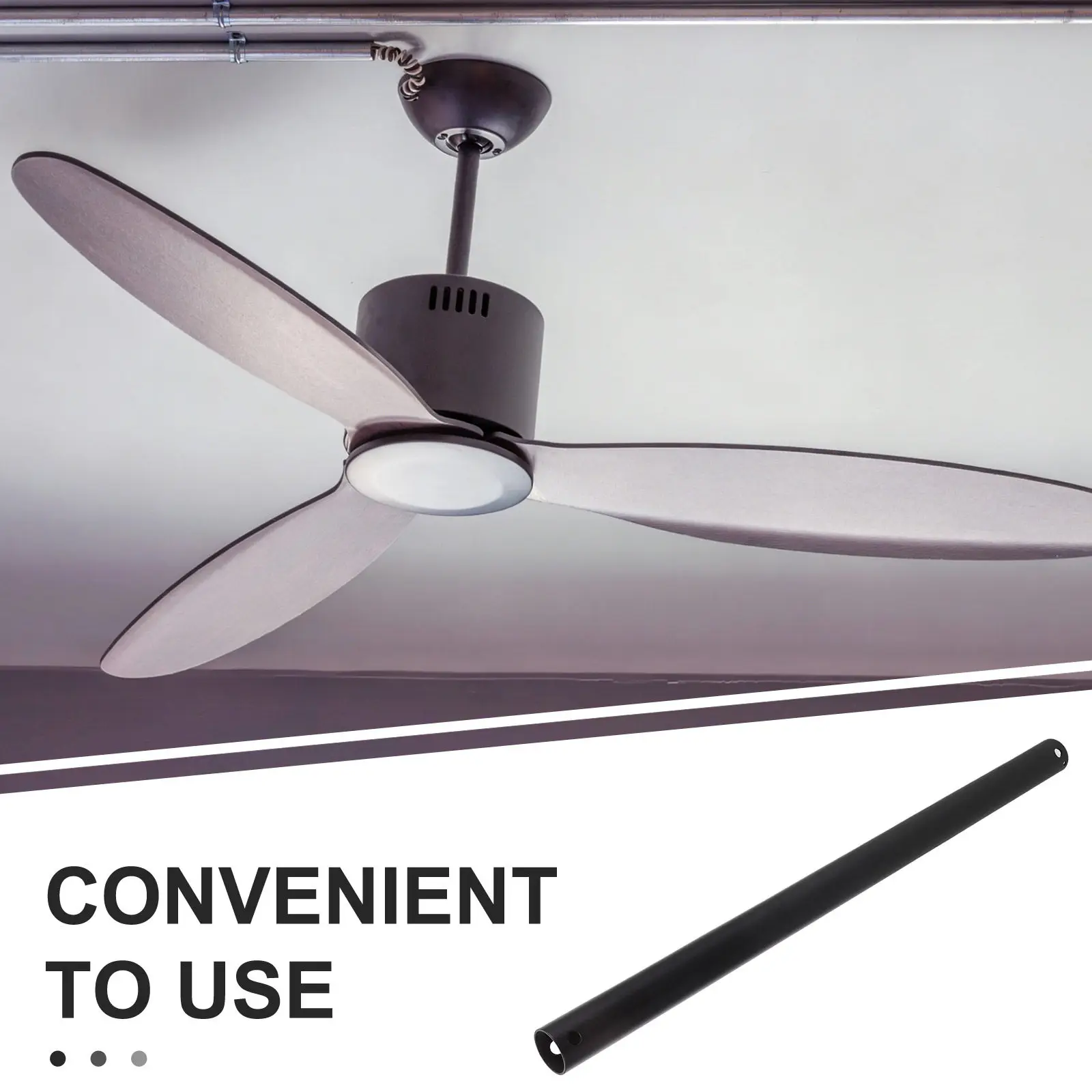18 Inch Ceiling Fan Downrod No Threaded Extension Rod Matte Black Fan Support Rod for Light Fixture Extension Suspension