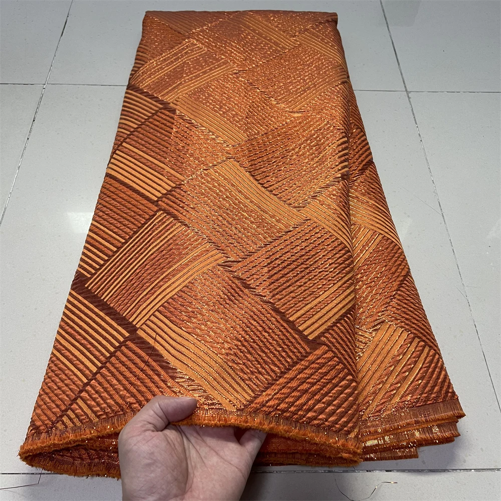 2025 tela de encaje de tul nigeriano africano de alta calidad Jacquard Organza bordado guipur para fiesta vestido de graduación 5 yardas YXZ179