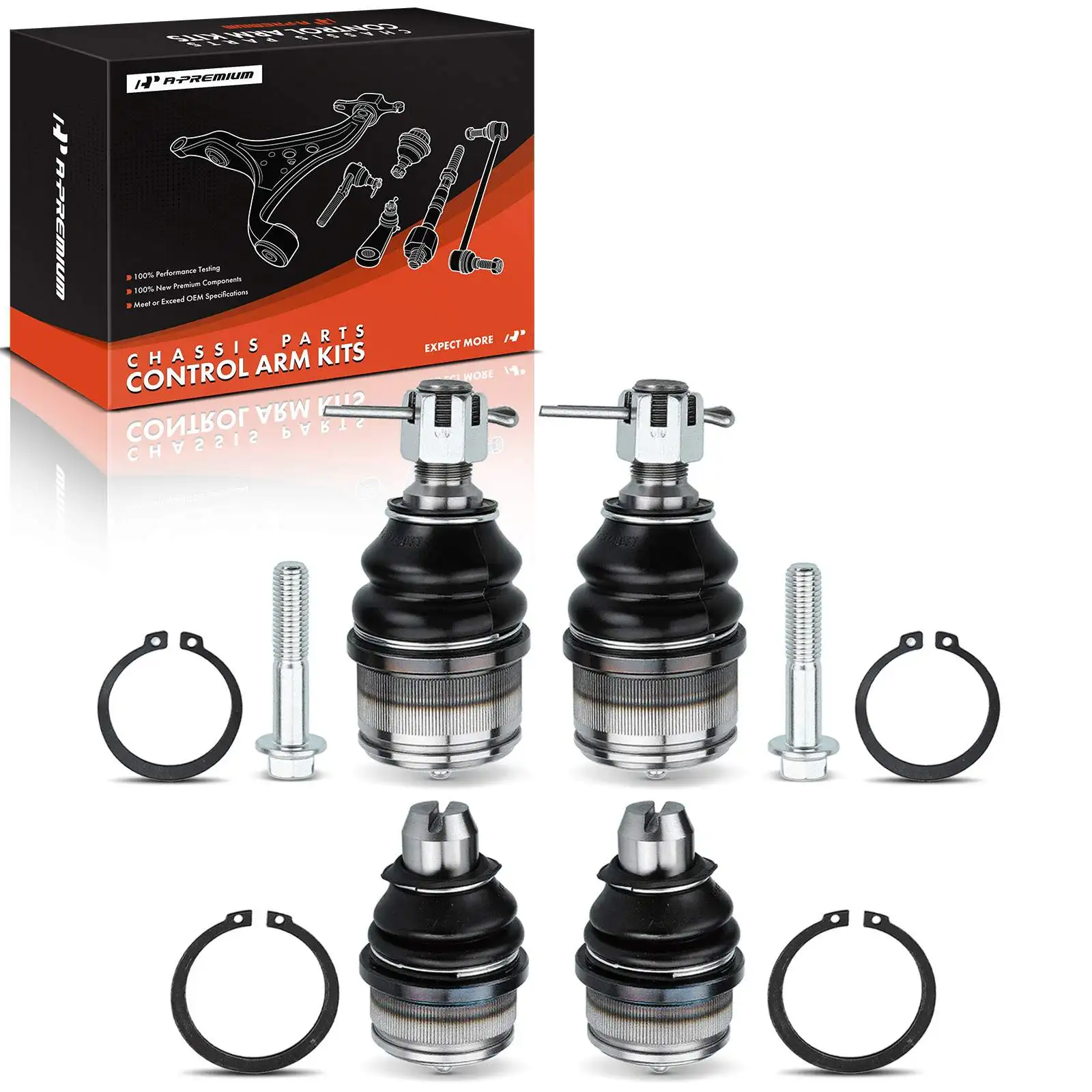 A-Premium 4x Ball Joint Kit for Ford E-150 2007-2014 E-250 2003-2014 E-250 Econoline 1992-2002 E-350 Econoline 1992-2000