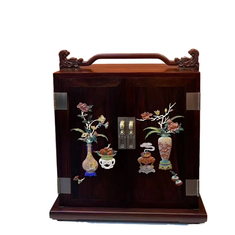 

Portable storage cabinet Tea set Tea cabinet Mahogany desktop locker Chinese retro