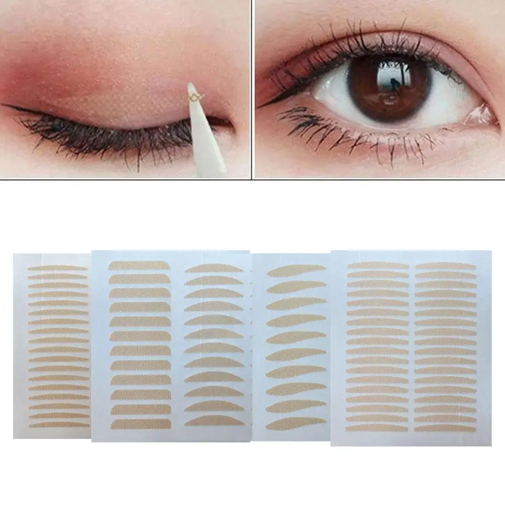 Double Fold เทปตาสติกเกอร์ลูกไม้ธรรมชาติ Clear Beige Stripe Self-กาว Natural Eye แต่งหน้า Make Up ด้วยเครื่องมือ