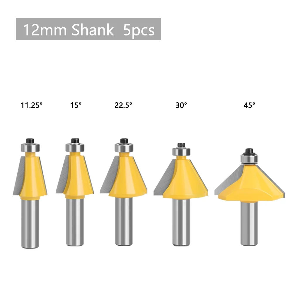 LAVIE V-Nuten-Fräser-Set 5-teilig, 12mm Schaft Hartmetall-Fasenfräser 11,25 ° -45 ° Für Holz-CNC – Detail 13