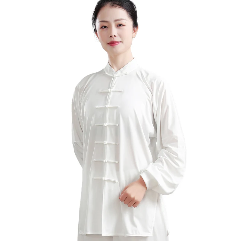 Women's Milk Silk Tai Chi Suit, New Baduanjin Wushu Performance Set for Spring/Autumn, Chinese Style Men's Practice Uniform