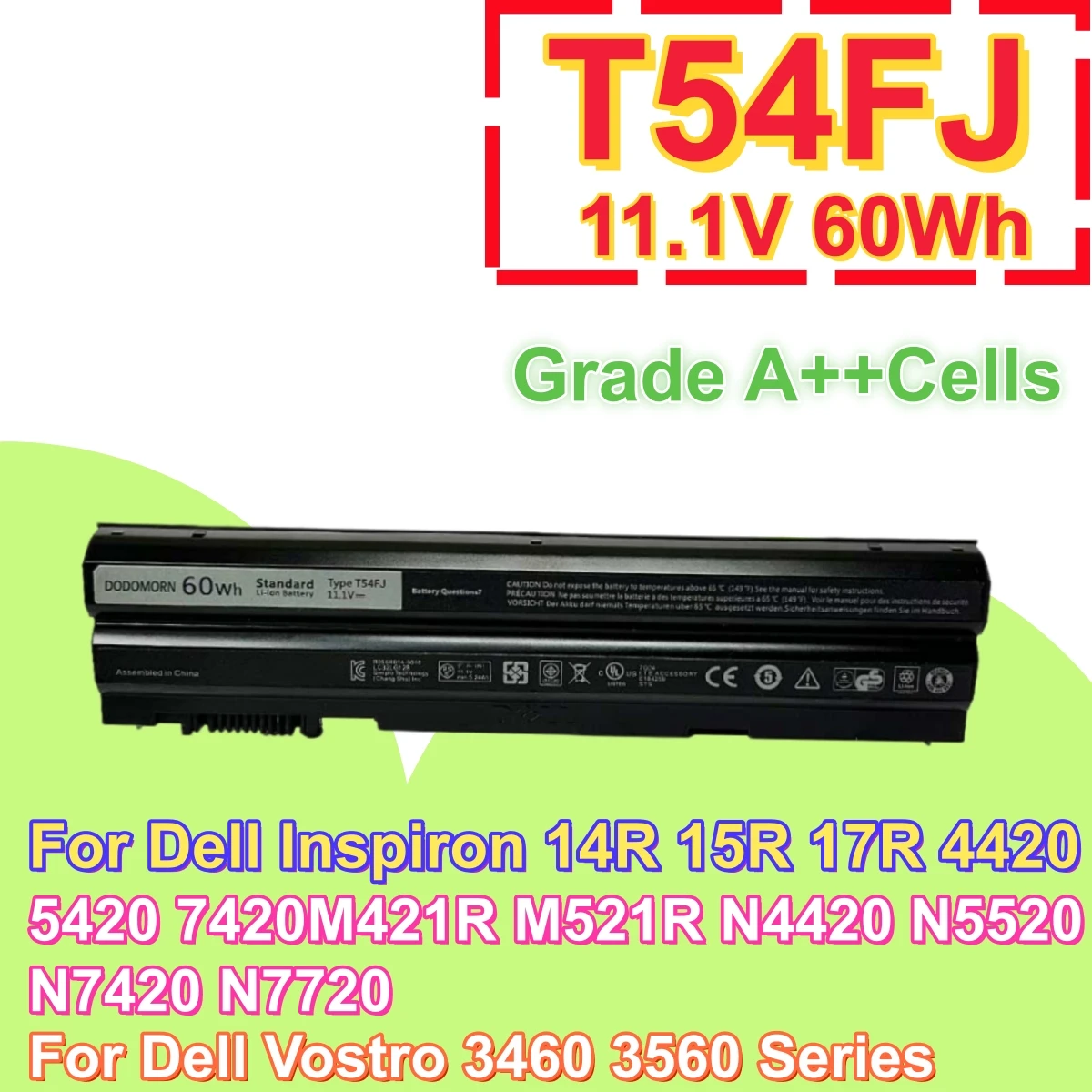 New T54FJ Battery For Dell Latitude E5420 E5430 E5520 E6420 E6430 E6520 Inspiron 14R 5420 15R 5520 Vostro 3460 3560 M5Y0X 8858X