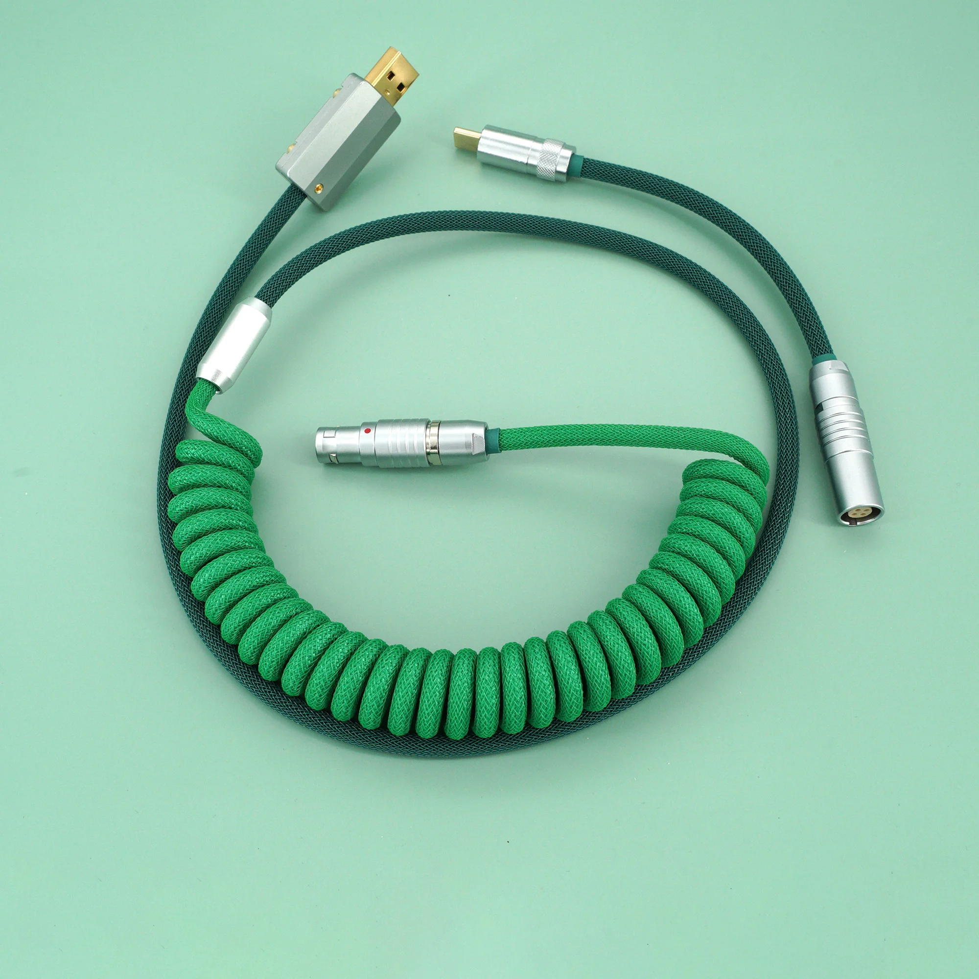 

GeekCable Handmade Customized Mechanical Keyboard Data Cable For GMK Theme MAXKEY Keycap Line Green And Dark Green Colorway