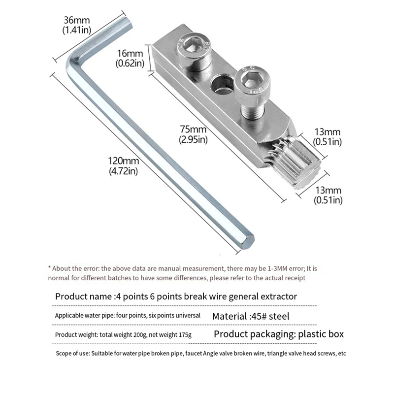 Faucet Angle Valve Broken Wire Extractor Tap Reverse Wire Water Pipe Broken Pipe-Head Screw Extraction Tool