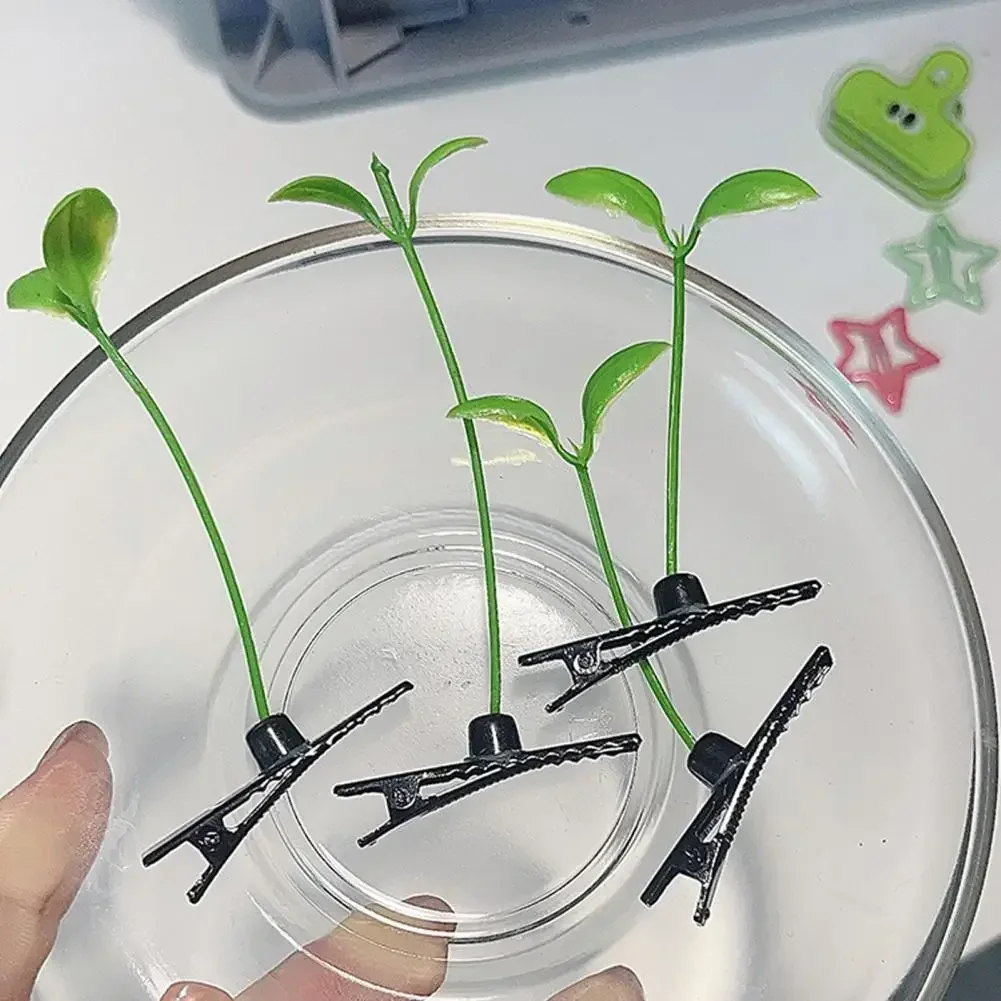 مجموعة دبوس الشعر على الطراز الواقعي، مشابك شعر للنباتات الخضراء، مجموعة مشابك شعر براعم الفاصوليا الواقعية، دبابيس شعر نباتية مضحكة مع زنبرك