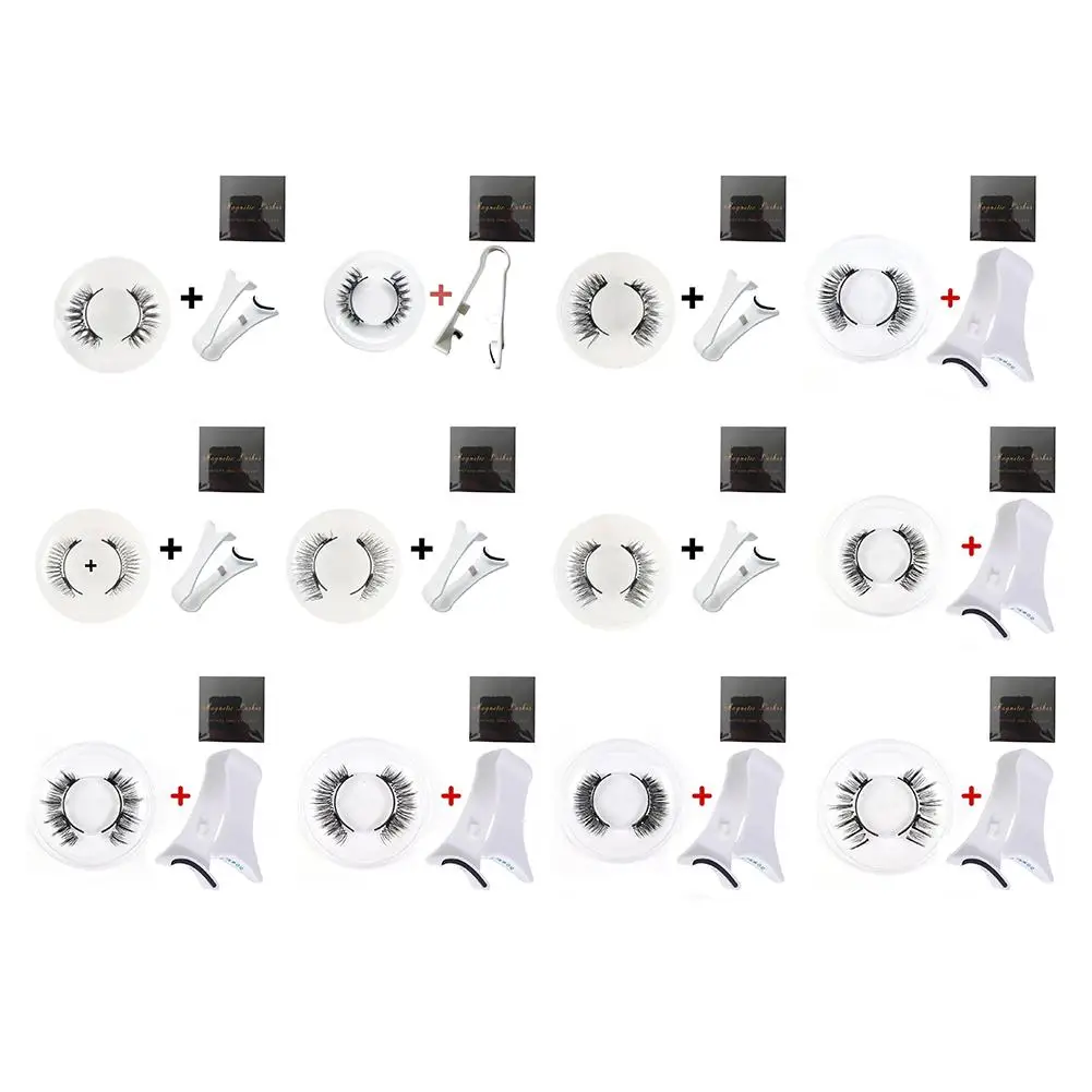 Magnetic false eyelashes sweatproof long-lasting 3D Natural Curl Reusable Magnetic Eyelashes Tweezers Box Set makeup tool