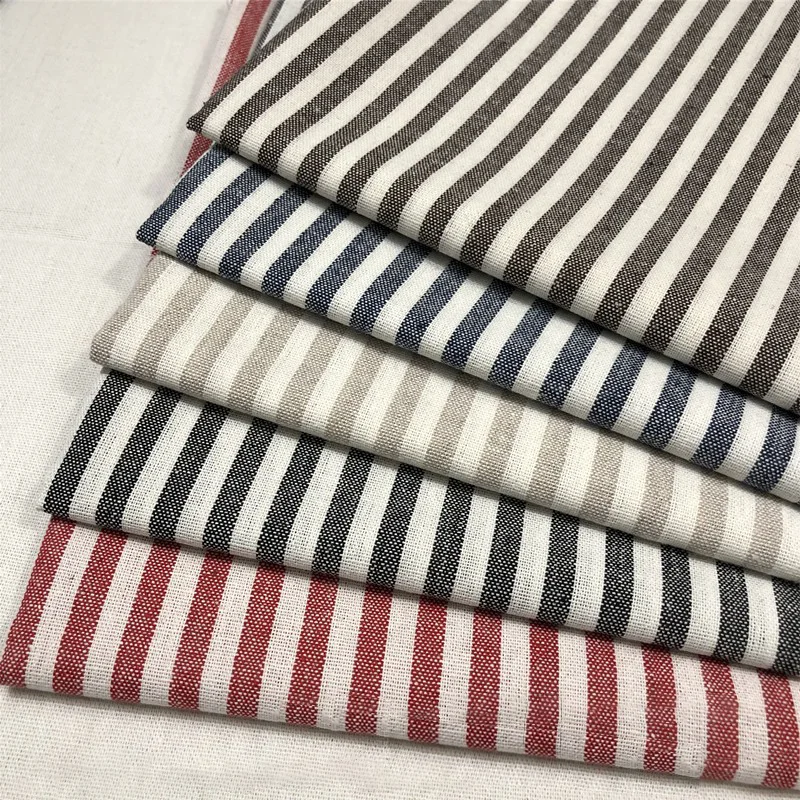 High Quality Yarn-dyed Fabric Striped Cotton Linen Home Textile Home Sewing Curtain Shoes Hat Tablecloth Pillowcase Fabric DIY