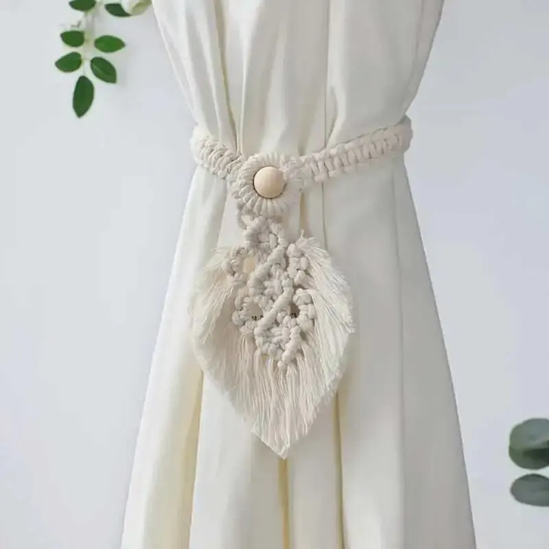 Ręcznie robione pleciony bawełniany sznurek zapięcia kurtyny firanki frędzle styl boho