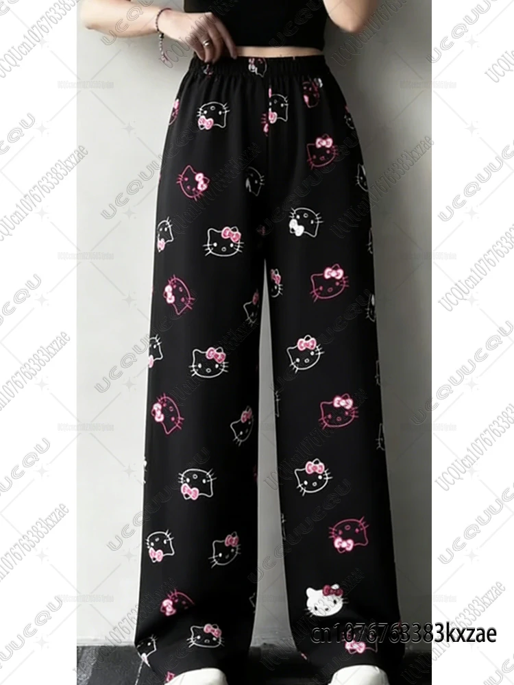 Y2K Sanrio Hello Kitty pantalones de pijama de franela ropa de salón acogedora dormitorio esencial lindo dibujos animados redes sociales moda pareja ropa de casa