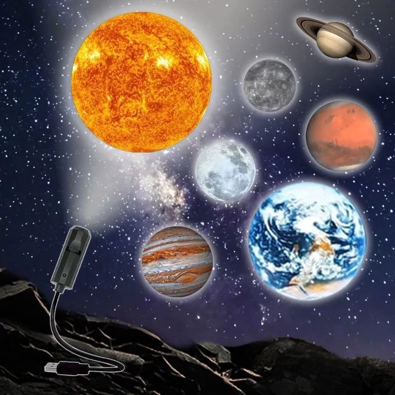 USB العارض ضوء هالوين القمر مصباح عيد الميلاد عطلة ليلة ضوء تدوير مشاهد العارض لإضاءة ديكور السقف الجدار