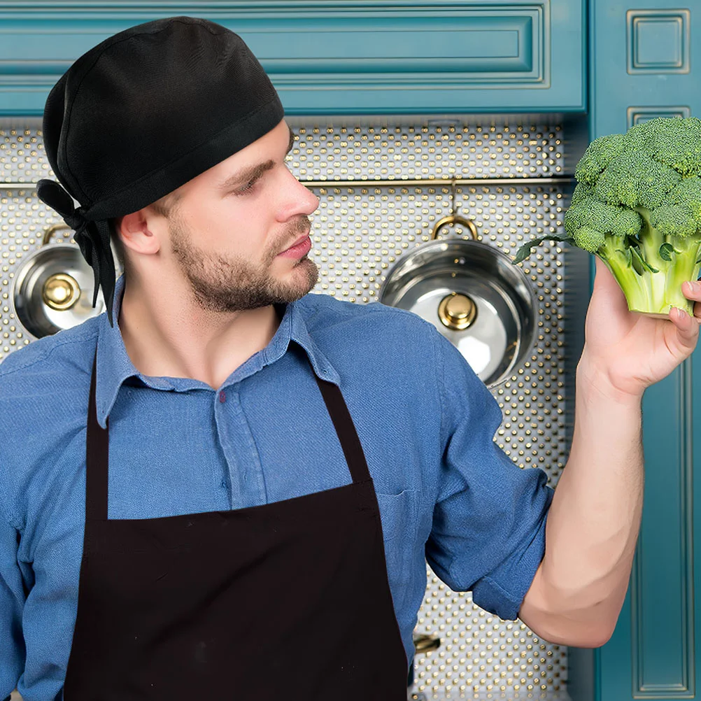 5 Stück Koch mütze zum Kochen profession eller Servier hüte Küchen druck Unisex kocht Uniform Restaurant Baumwolle schwarz