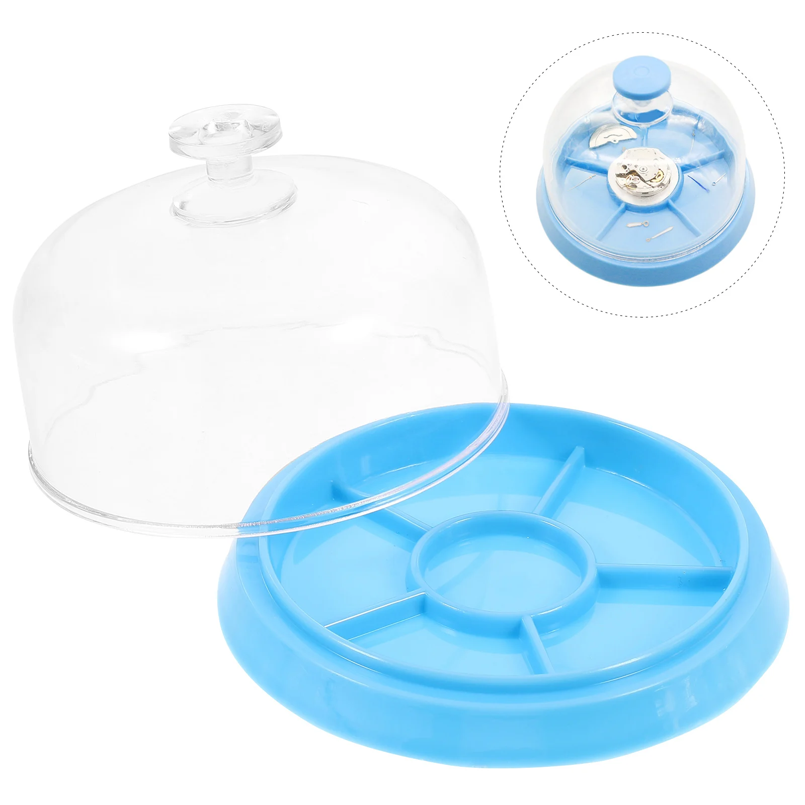 

Watch Parts Dust Cover Lightweight Blue Container Repair Tools Storage Case Plastic Tray Small Items Organizing Solution