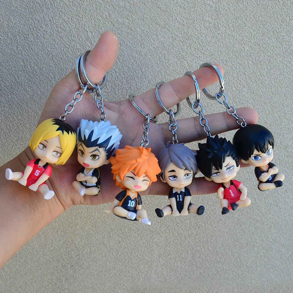 5cm Haikyuu!!! Brelok do kluczy z figurką anime Mini śpiący Hinata Shoyo Tobio Kageyama Lalka Śliczny siatkówka Junior Brelok do kluczy Ozdoba