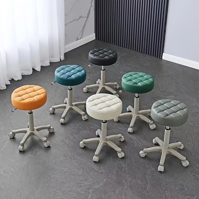 

Adjustable Swivel Makeup Stool with Wheels, Mobile Vanity Stool for Home Salon, Small Stool for Pedicure Manicure, shoe bench