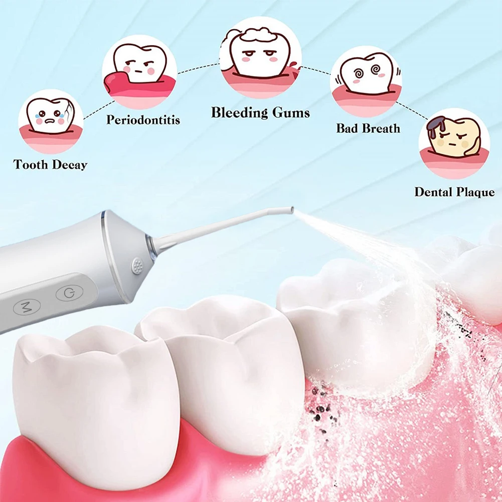 

220ML Dental Oral Irrigator Water Cleaning Tooth Pulse Teeth Water Flosser USB Rechargeable Waterproof Jet Floss Flushing Device