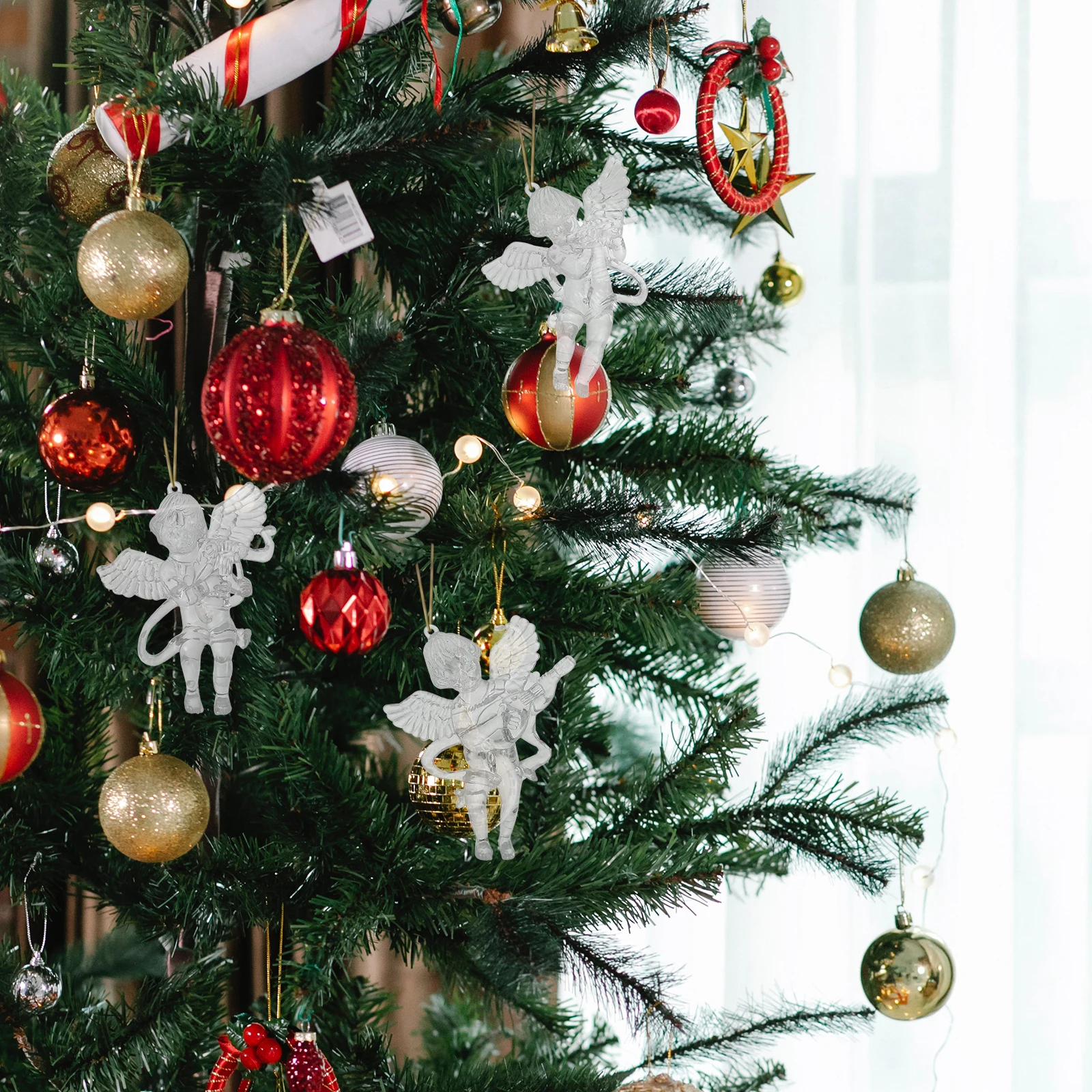 

12Pcs Angel Pendants Christmas Transparent Ornament Hanging Decor for Xmas Tree Party Household Decoration Christmas Ornament