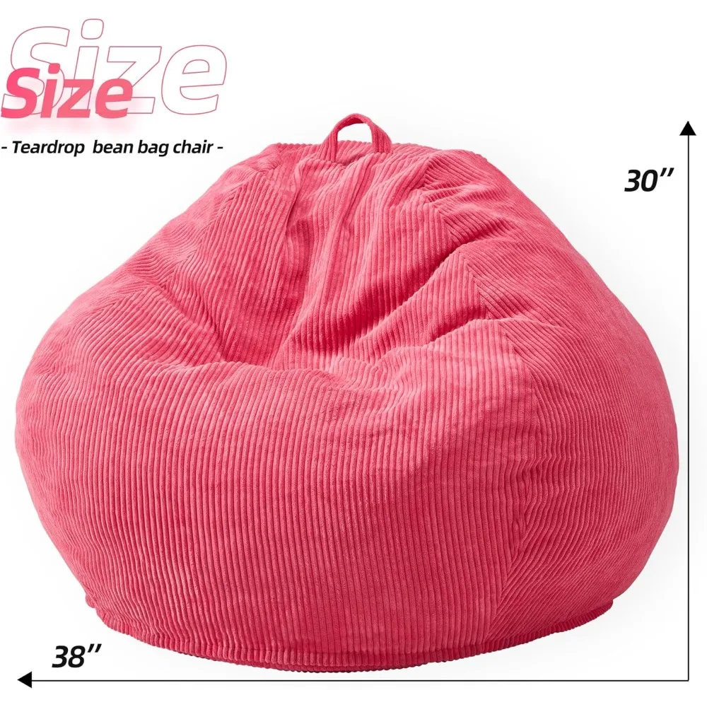 Bean Bag Chair: Teardrop Bean Bags with Memory Foam Filled, Compact Beanbag Chairs Soft Sofa with Corduroy Cover