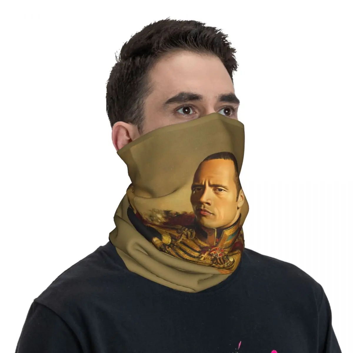 Personalizado dwayne the rock johnson meme bandana pescoço gaiter para esqui acampamento masculino feminino envoltório cachecol balaclava mais quente