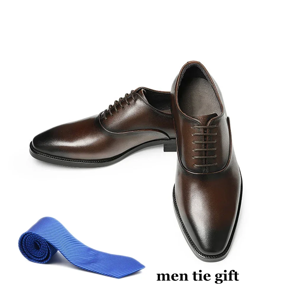 Italian Classic Mens Oxford Dress Shoes Genuine Leather Lace  display picture 1