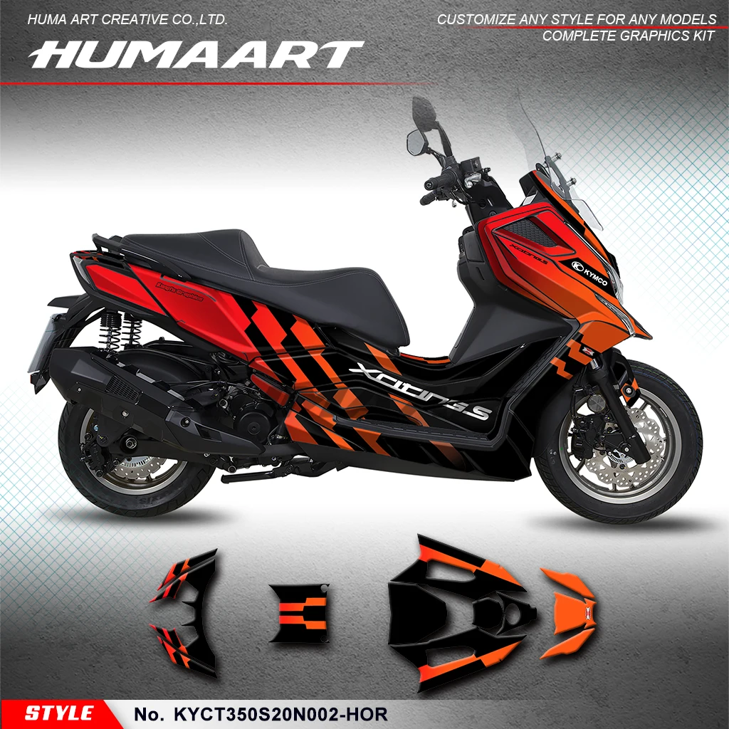 

HUMAART Graphics Sheet Stickers Set for KYMCO XCITING S350 & DT X360 2020 2021 2022 2023 2024 2025 Scooter, KYCT350S20N002-HOR