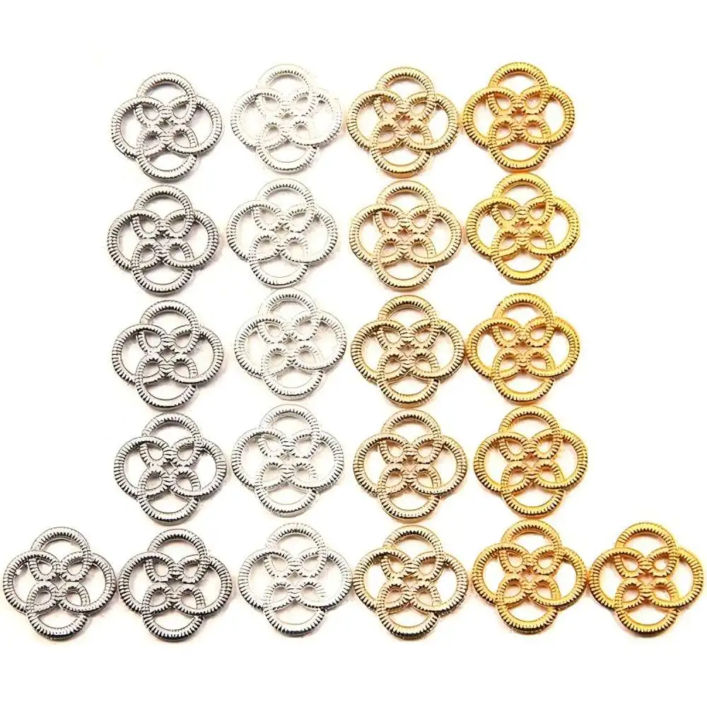 30PCS 12 * 12mm DIY Alloy Jewelry Accessories with Hollowed out Lines and Flower Decorations