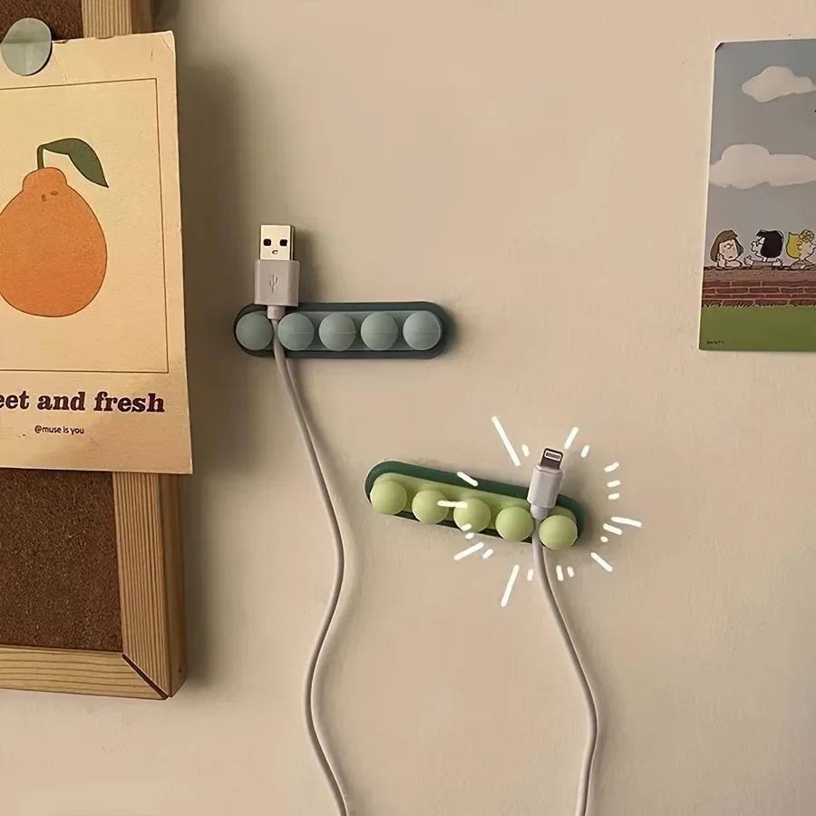 3pcs Silicone Cable Management Clip Table And Bedside Table Wire organizer Charging Cable Bracket Clip For Walls And Tabletops