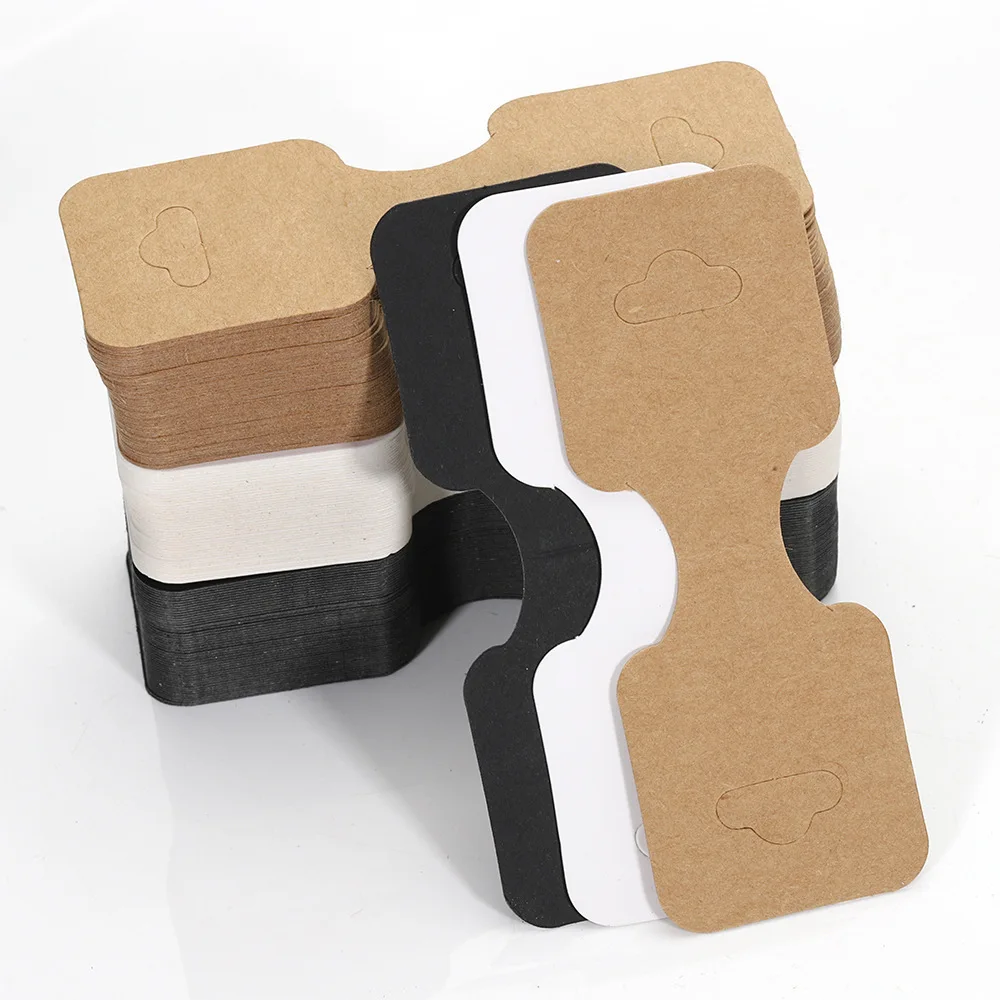 50pcs 9x3.5cm Foldable Kraft Paper Packing Cards for DIY Jewelry Display Holders Handmade Necklace Bracelet Retail Price Tags
