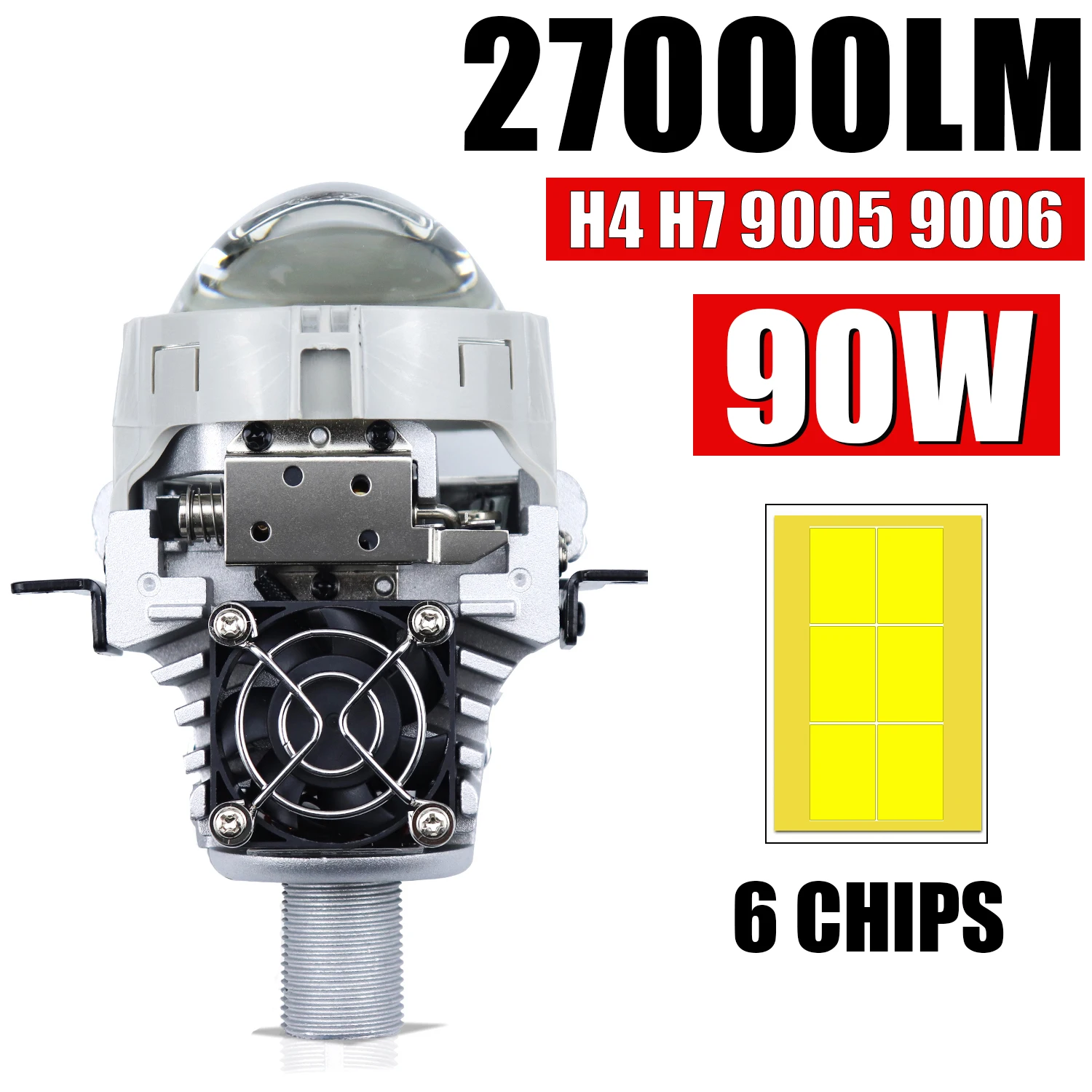 

2,5-дюймовые би-светодиодные линзы для проектора, фары H7/H4/9005/9006, светодиодный автомобильный светильник для мотоцикла, мини-автомобильная лампа 5570 CSP, модернизация 90 Вт