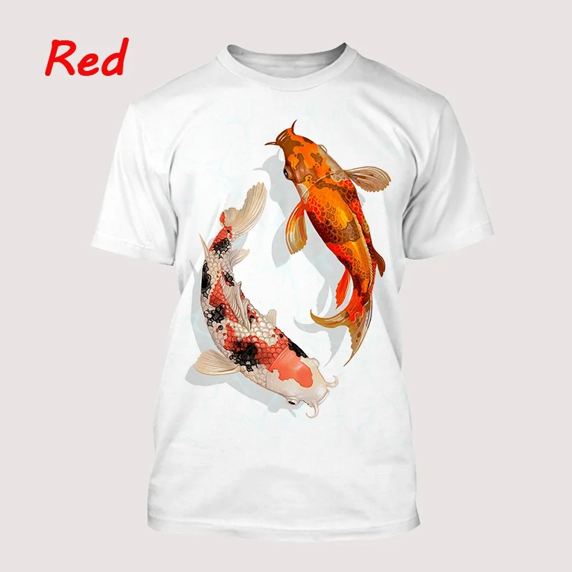 Koi Fish Lucky Fish 3D Print Summer Men Women Crew Neck T-shirt Casual Short Sleeve Streetwear Oversized Tops Fashion Clothing