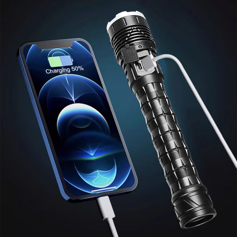 5000M Super Bright White Laser Flashlight Waterproof Rechargeable Torch 26650 Outdoor Work Light Camping Lantern