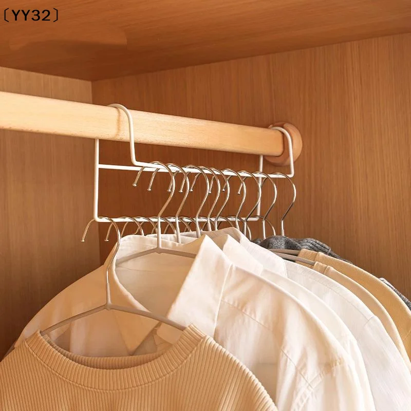 Space Saving Closet Hanger Organizer Metal Iron High Low Staggered Multi Function Wardrobe Clothes Hanger Rod Home〔YY32〕