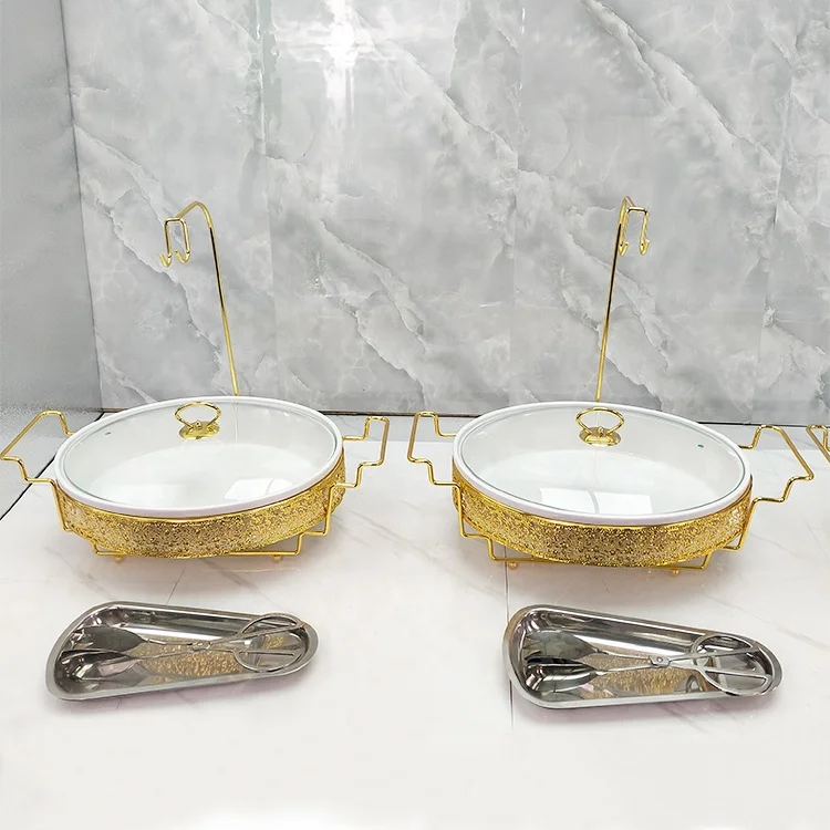 Egg Shape Gold Cheffing Dish High Quality Stainless Steel Food Warmer with Fuel Heating Chafing Buffet Set - view 3