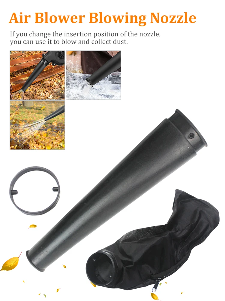 Air Blower Vacuum Blowing Nozzle Electric Dust Collector Leaf Dust Blowing Pipe Nozzle with Dust Blower Bag Cleaning Accessories