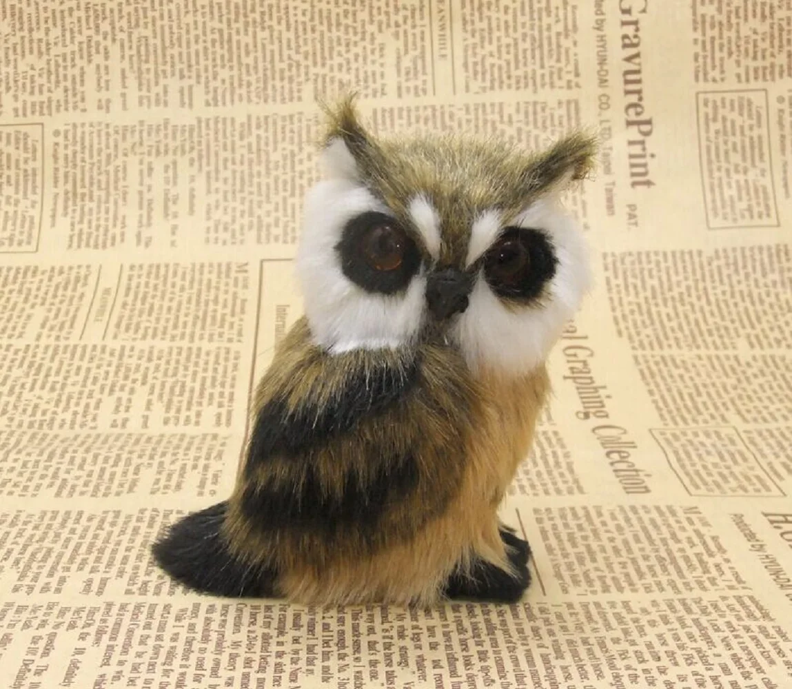 Cute Left Owl Toy Simulation Polyethylene & Fur Small Doll Gift Approximately 10cm